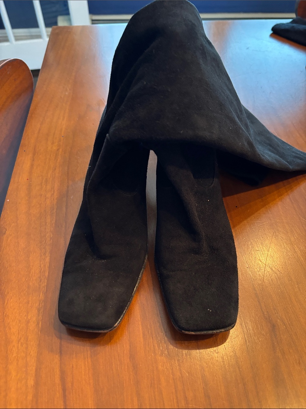 Vintage 90s  Cole Hahn Women's Black Suede Mid-Heel Boots Size 5.5